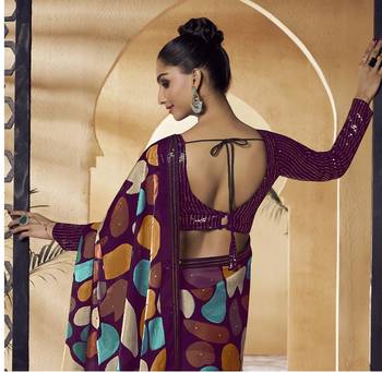 Multicolor Embroidered Fancy Fabric Sari With Blouse Fabric 3