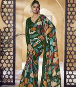 Multicolor Embroidered Fancy Fabric Sari With Blouse Fabric