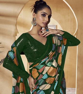 Multicolor Embroidered Fancy Fabric Sari With Blouse Fabric 2