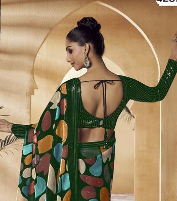 Multicolor Embroidered Fancy Fabric Sari With Blouse Fabric 3