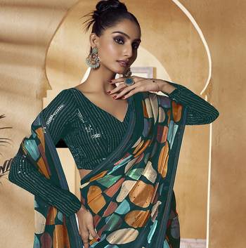 Multicolor Embroidered Fancy Fabric Sari With Blouse Fabric 2