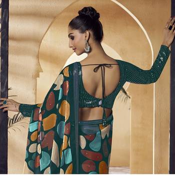 Multicolor Embroidered Fancy Fabric Sari With Blouse Fabric 3