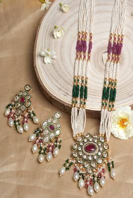 Multicolored Kundan Long Necklace Set 2