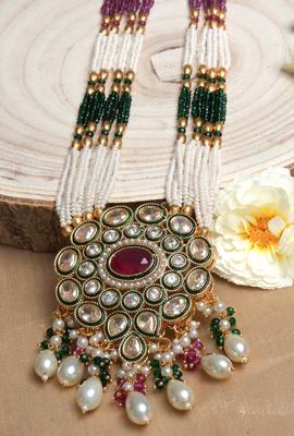 Multicolored Kundan Long Necklace Set 1