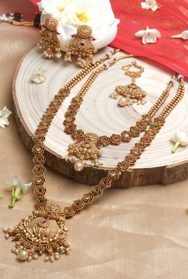 Two Gold Plated Necklace Set with Matching Earrings 2