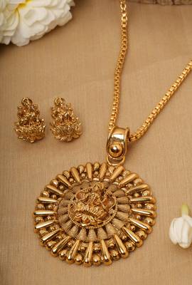 Gold Plated Laxmi Motif Jewelry Set 1