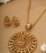 Gold Plated Laxmi Motif Jewelry Set