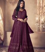 Purple georgette thread with sequience embroidered work festival gharara style salwar suit dupatta