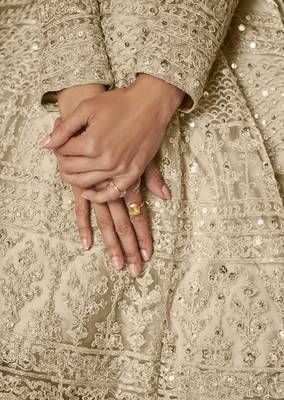 Cream net anarkali embroidered work festival long salwar suit dupatta 3