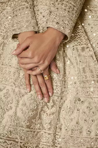 Cream net anarkali embroidered work festival long salwar suit dupatta