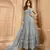 Shamita shetty grey net anarkali embroidered work festival long salwar suit dupatta