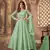 Green net anarkali embroidered work festival long salwar suit dupatta