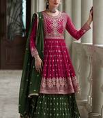Rani green sequence embroidery festive gharara style pakistani suit semi stitched