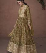 Mehendi pure organza silk print nazneen dupatta