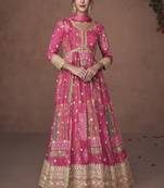 Magenta pure organza silk print nazneen dupatta