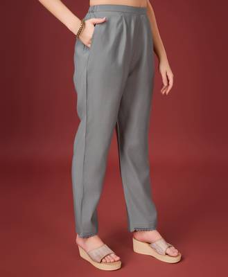  grey viscose silk embroidered kurta with pant & dupatta 4