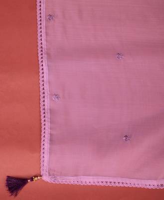  lavender chanderi silk embroidered kurta with pant & dupatta 4