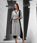 White & black chevron printed cotton suit set