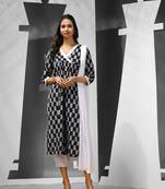 Black floral printed cotton suit set