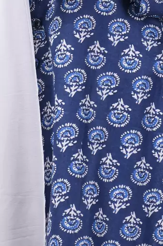 Blue cotton suit set with floral print