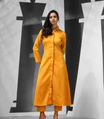 Yellow silk blend solid kurta set