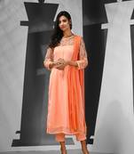 Peach georgette embroidered suit set