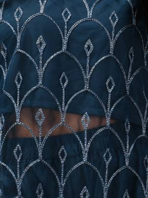Teal georgette kurta palazzo set with floral embroidery 4