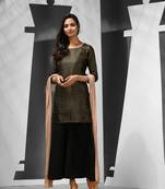 Black brocade kurta palazzo set with dupatta