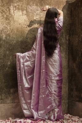 Lavender Shine Solid Handloom Tissuse Saree Without Blouse 4