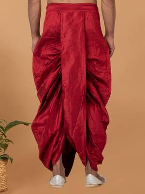 maroon embroidered banarasi silk dhoti  3