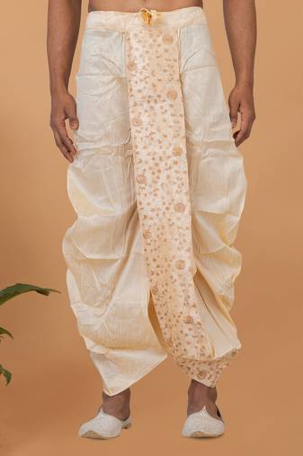 Rootedlibaas men's emroidered traditonal dhoti