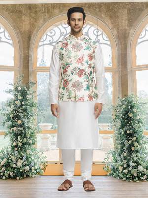 Multicolour art silk jacket kurta for men's 1