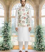 Multicolour art silk jacket kurta for men's