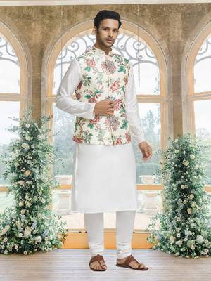 Multicolour art silk jacket kurta for men's 2