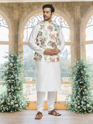 Multicolour art silk jacket kurta for men's 3