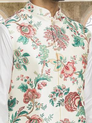 Multicolour art silk jacket kurta for men's 4