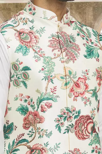 Multicolour art silk jacket kurta for men's