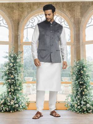 Black art silk jacket kurta for men's 2
