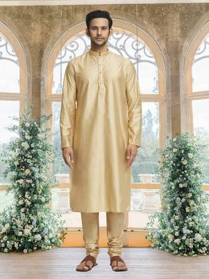 White art silk jacket kurta for men's 3