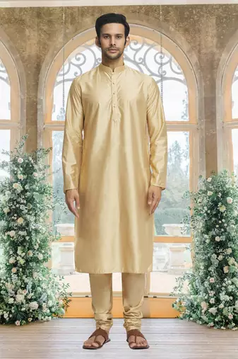 White art silk jacket kurta for men's