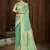 Sangam prints rama green stain silk woven work traditional tassels saree