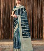 Sangam Prints Sea Green Stain Silk Woven Work Traditional Tassels Saree