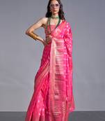 Ranipink Softsilk Jacquard Woven Saree With Blouse