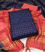 Indigo Blue Coco silk blend Hand Work Unstitched Dress Material