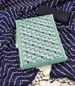 Turquoise Coco silk blend Hand Work Unstitched Dress Material