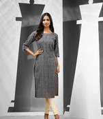 White & black striped cotton kurta