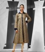 Green cotton floral printed a-line kurta