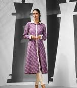 Violet cotton floral printed a-line kurta