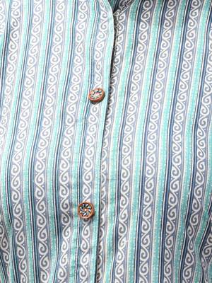Sky blue cotton a-line kurta with printed patterns 5