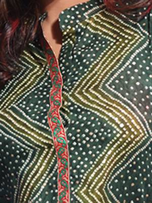 Emerald green rayon bandhani printed straight kurta 5